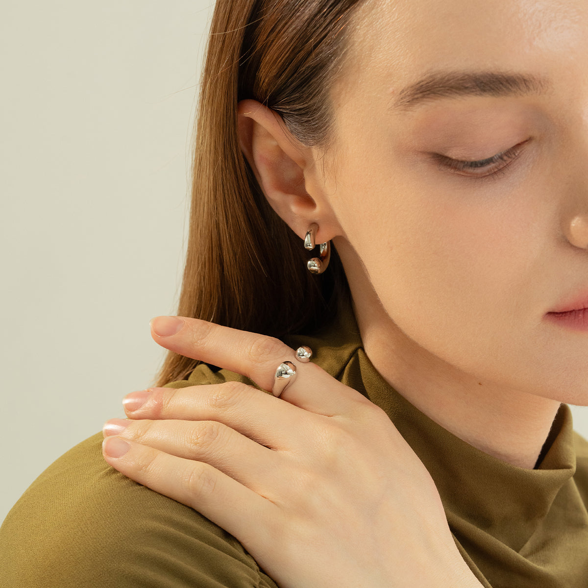 Sierra Orbit Curved Jacket Earrings 14k Gold Plated Minimal Daily Wear