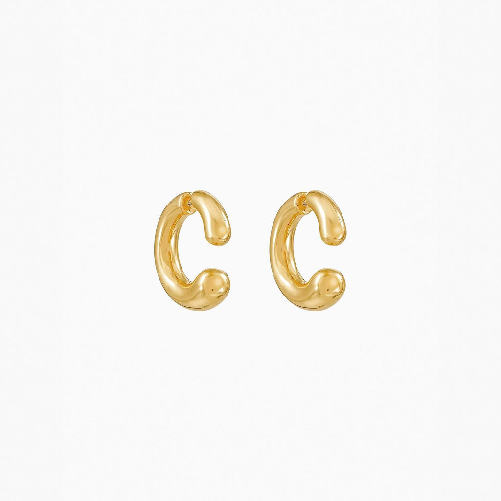 Sierra Orbit Curved Jacket Earrings 14k Gold Plated Minimal Daily Wear