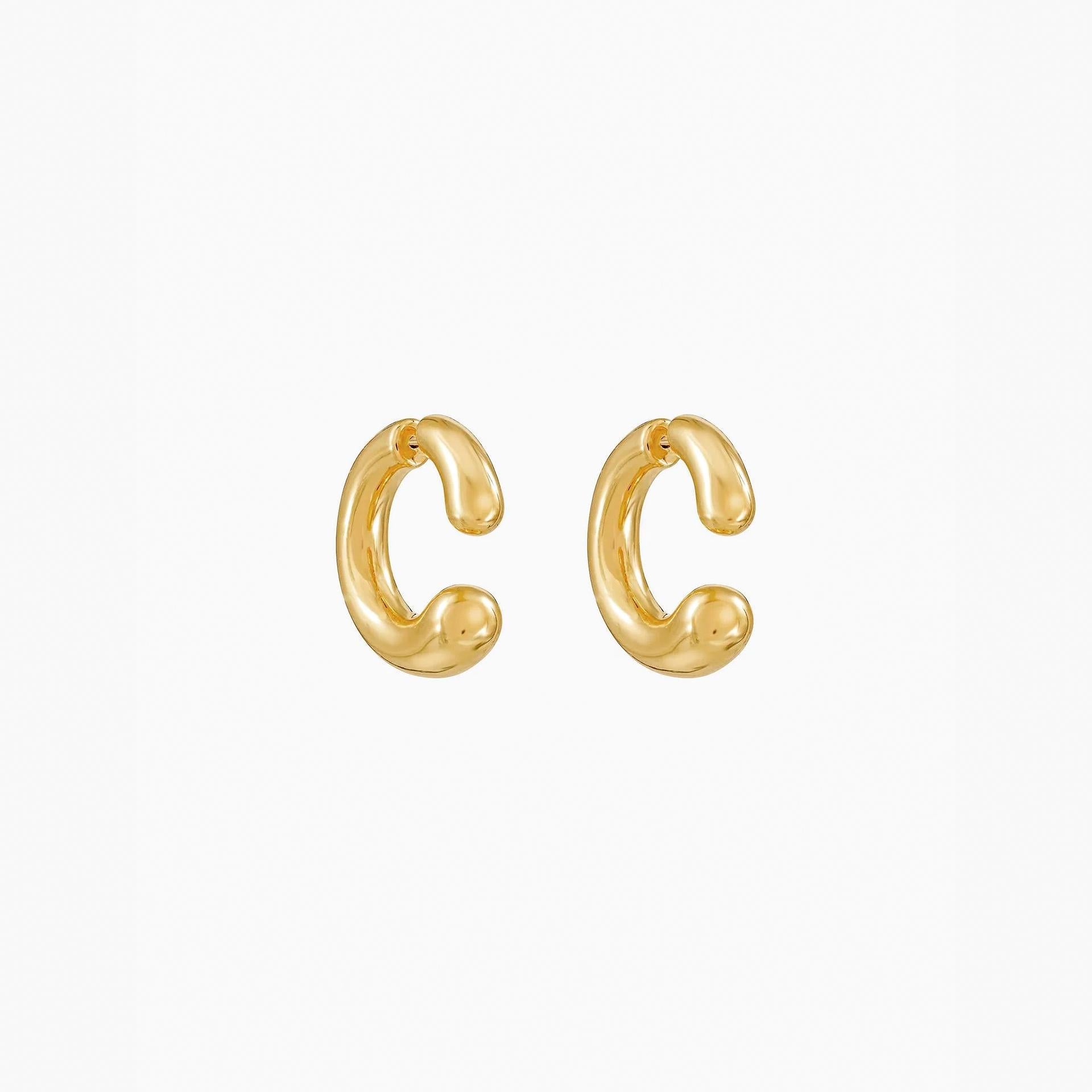 Sierra Orbit Curved Jacket Earrings 14k Gold Plated Minimal Daily Wear