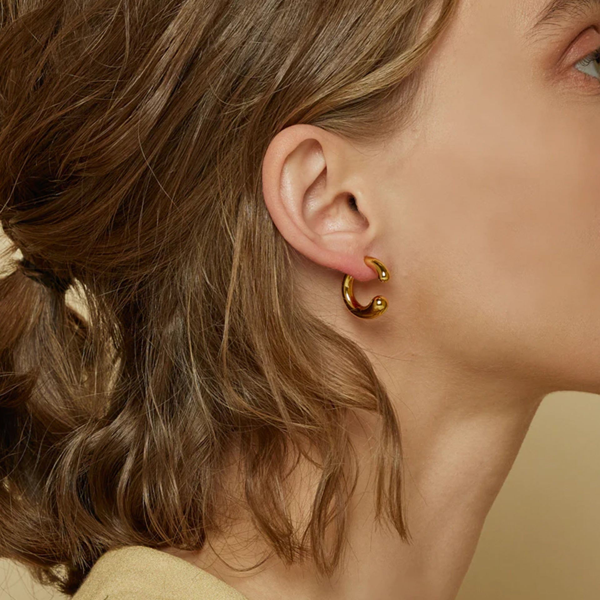 Sierra Orbit Curved Jacket Earrings 14k Gold Plated Minimal Daily Wear