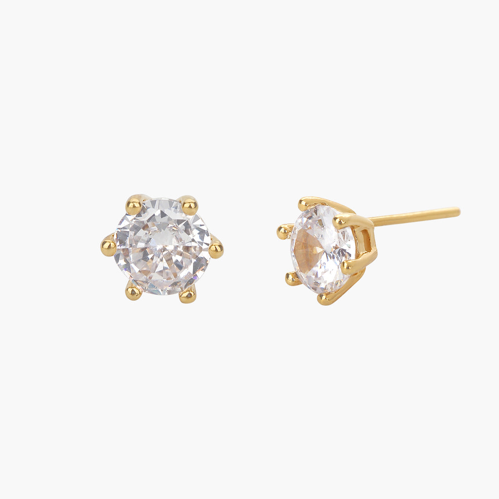 Julia Crystal Six-Point Star Stud Earrings 14k Gold Plated Daily