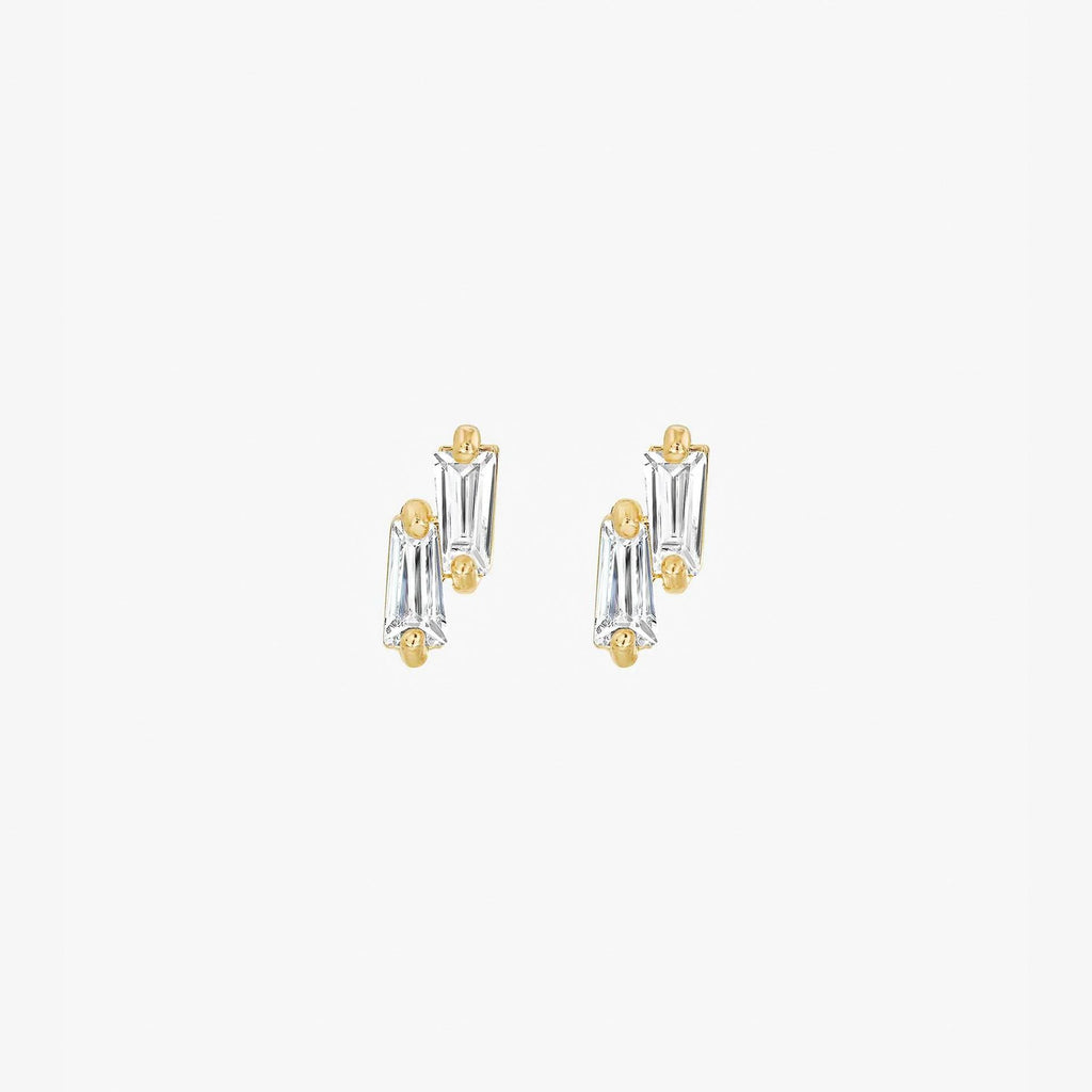 Kacie Pavé Crystal Stud Earrings 14k Gold Plated Simple Daily Style