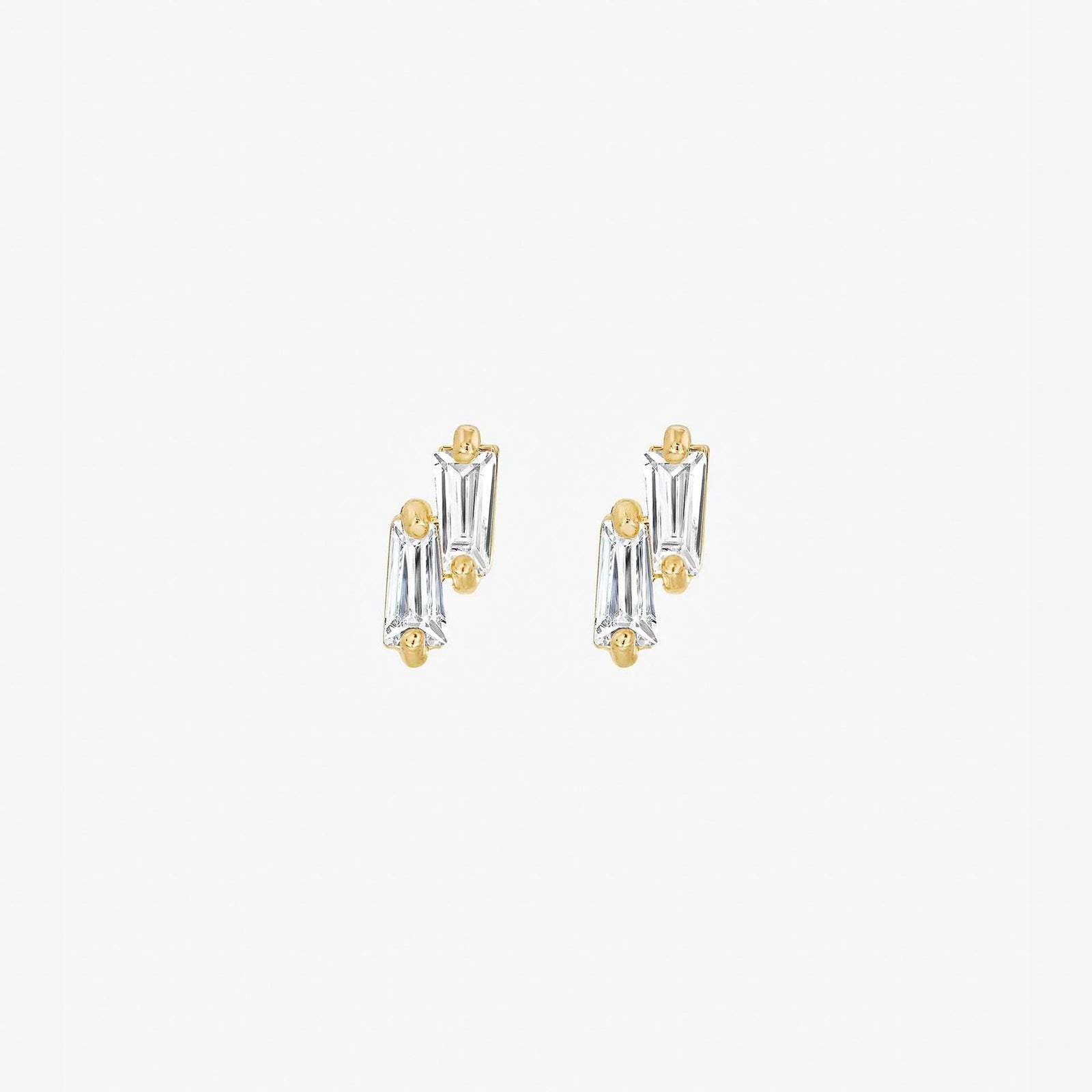 Kacie Pavé Crystal Stud Earrings 14k Gold Plated Simple Daily Style