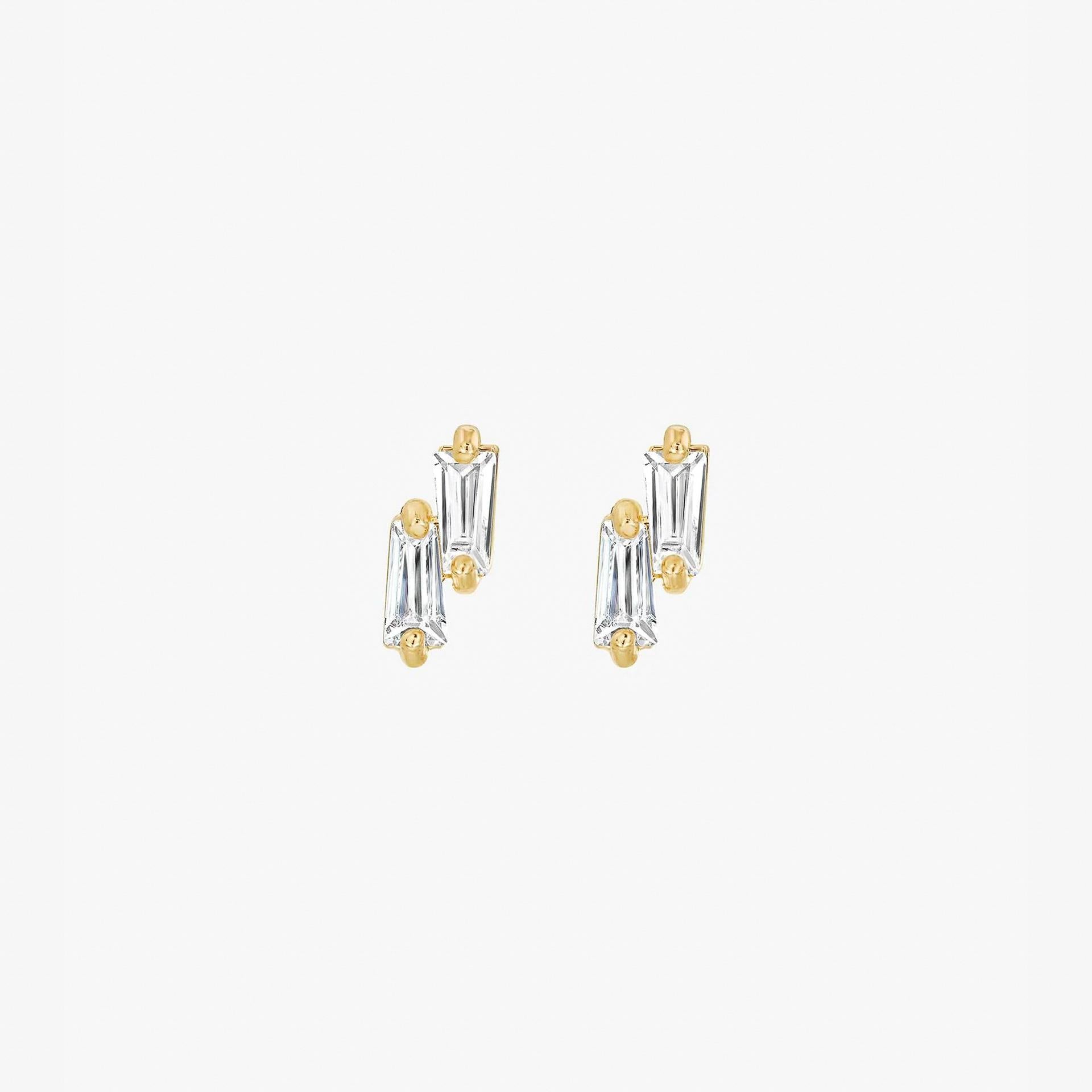Kacie Pavé Crystal Stud Earrings 14k Gold Plated Simple Daily Style