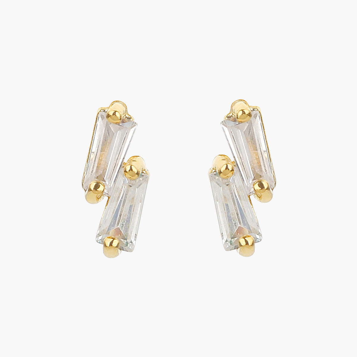 Kacie Pavé Crystal Stud Earrings 14k Gold Plated Simple Daily Style
