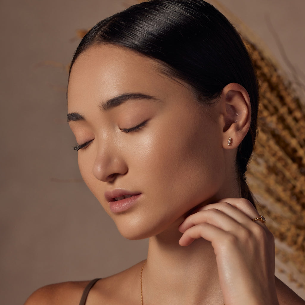Kacie Pavé Crystal Stud Earrings 14k Gold Plated Simple Daily Style