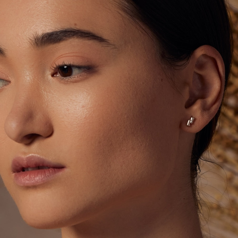 Kacie Pavé Crystal Stud Earrings 14k Gold Plated Simple Daily Style