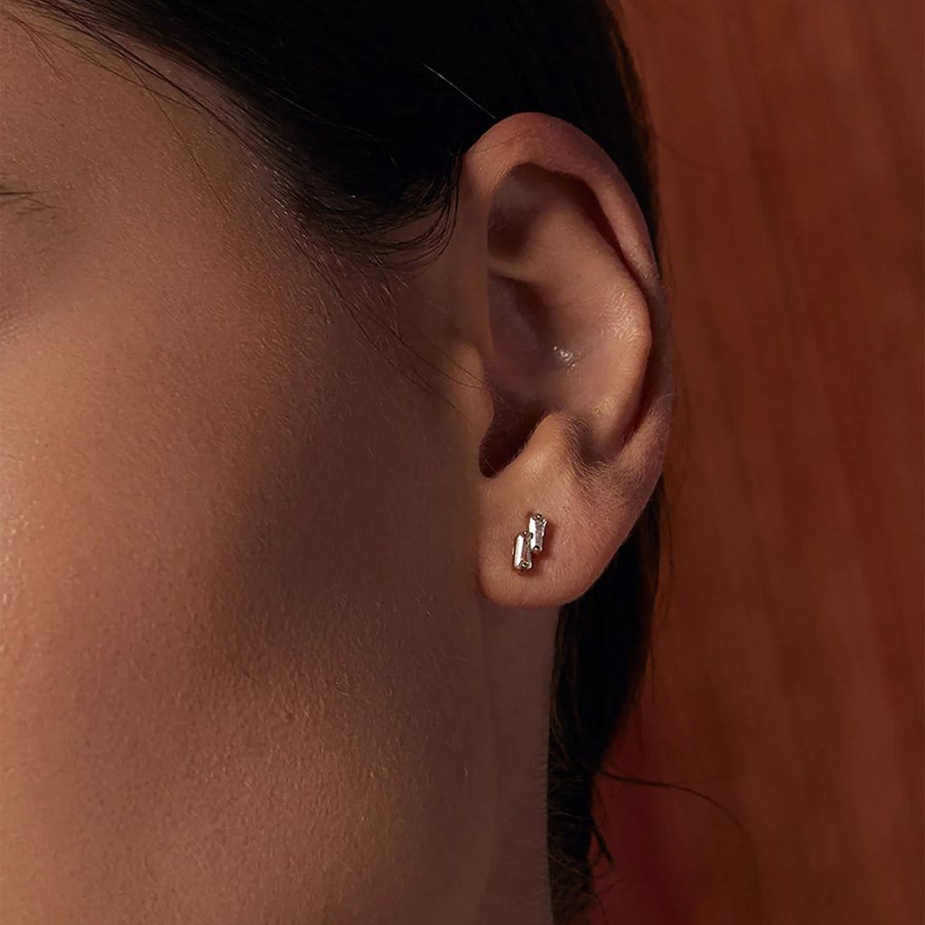 Kacie Pavé Crystal Stud Earrings 14k Gold Plated Simple Daily Style
