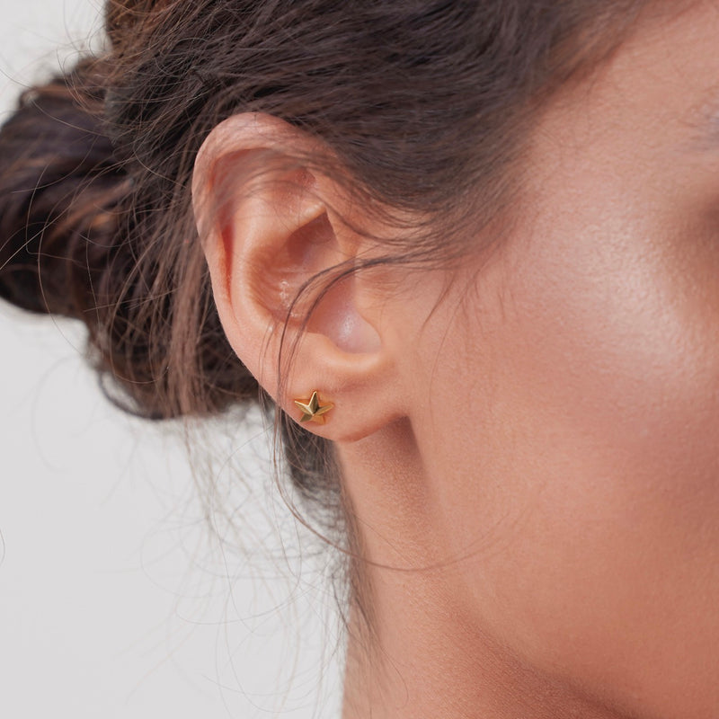 Nova Pointed Star Stud Earrings 14k Gold Plated Simple Daily Style