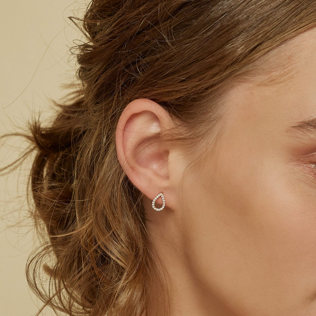 Livia Teardrop Crystal Stud Earrings 14k Gold Plated Elevated Style