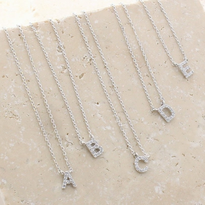 Signature Crystal Initial Necklace 14k Gold Plated Effortless Style