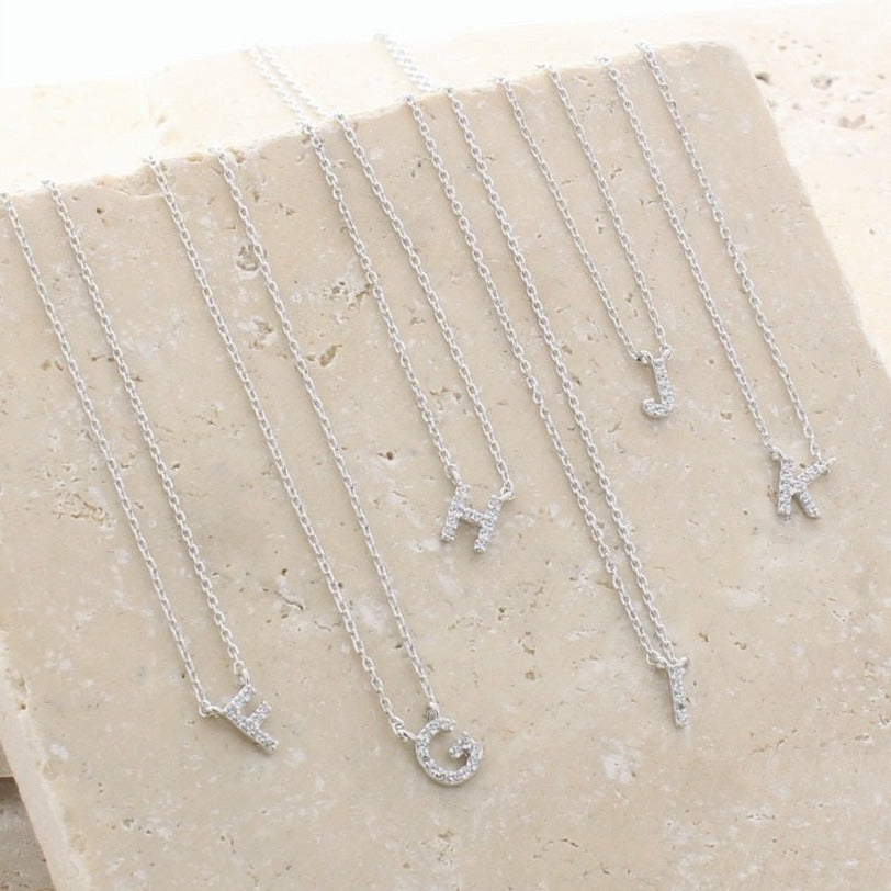 Signature Crystal Initial Necklace 14k Gold Plated Effortless Style