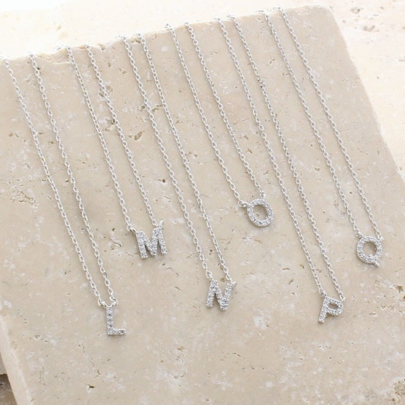 Signature Crystal Initial Necklace 14k Gold Plated Effortless Style