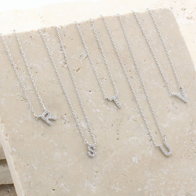 Signature Crystal Initial Necklace 14k Gold Plated Effortless Style