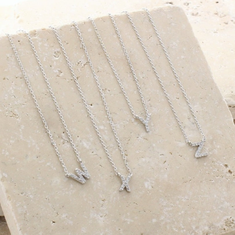 Signature Crystal Initial Necklace 14k Gold Plated Effortless Style