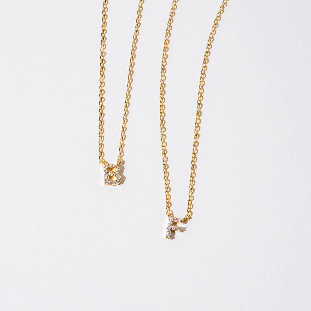 Signature Crystal Initial Necklace 14k Gold Plated Effortless Style
