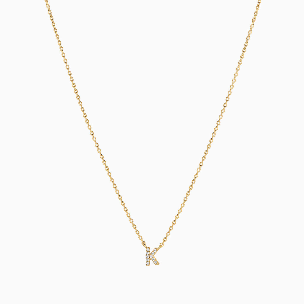 Signature Crystal Initial Necklace 14k Gold Plated Effortless Style