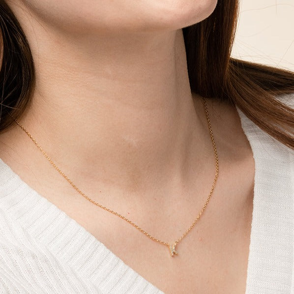 Signature Crystal Initial Necklace 14k Gold Plated Effortless Style