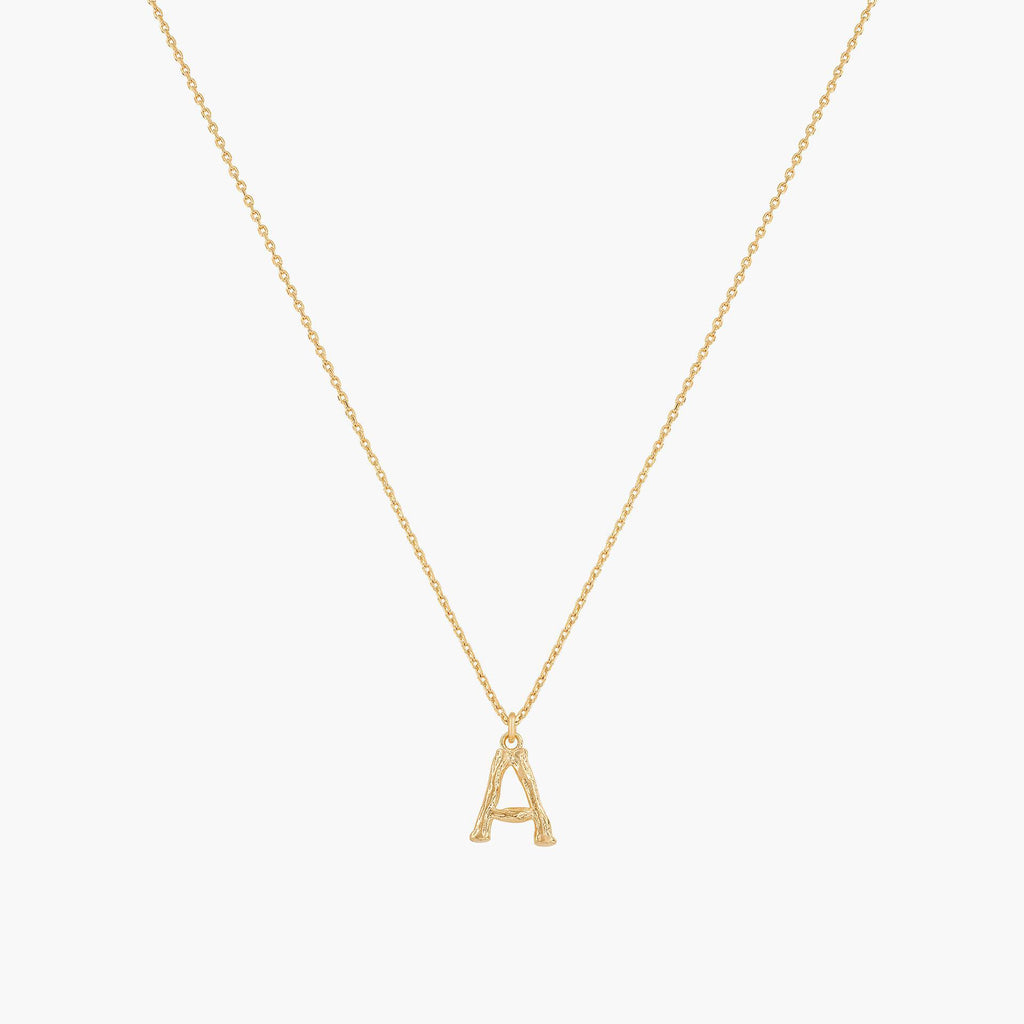 Signature Textured Initial Necklace 14k Gold Plated Everyday Look