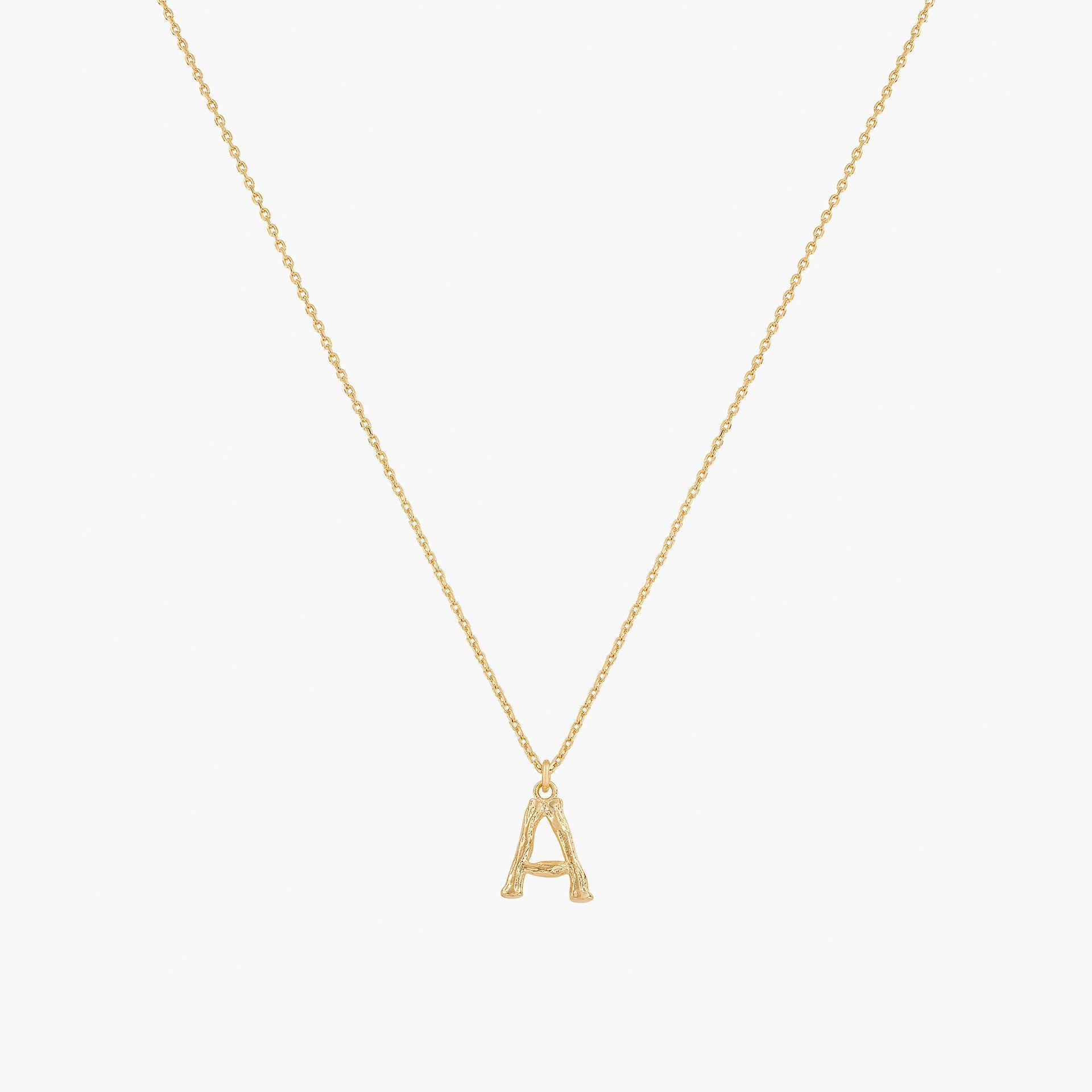Signature Textured Initial Necklace 14k Gold Plated Everyday Look