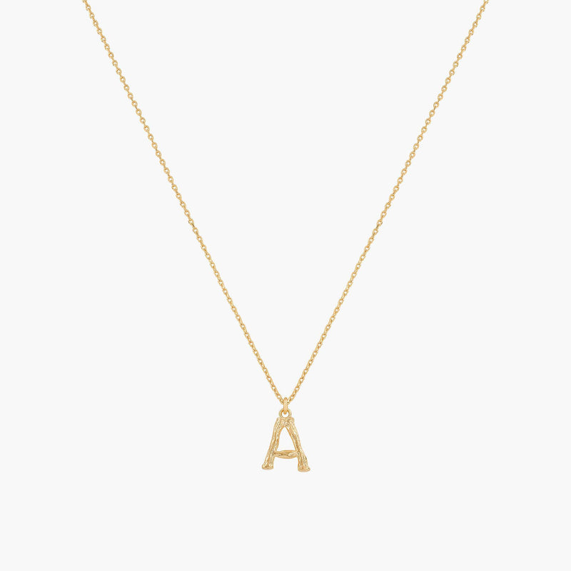 Signature Textured Initial Necklace 14k Gold Plated Everyday Look