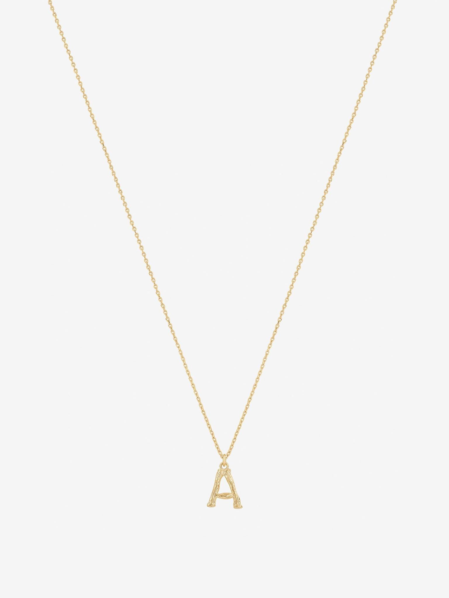 Signature Textured Initial Necklace 14k Gold Plated Everyday Look