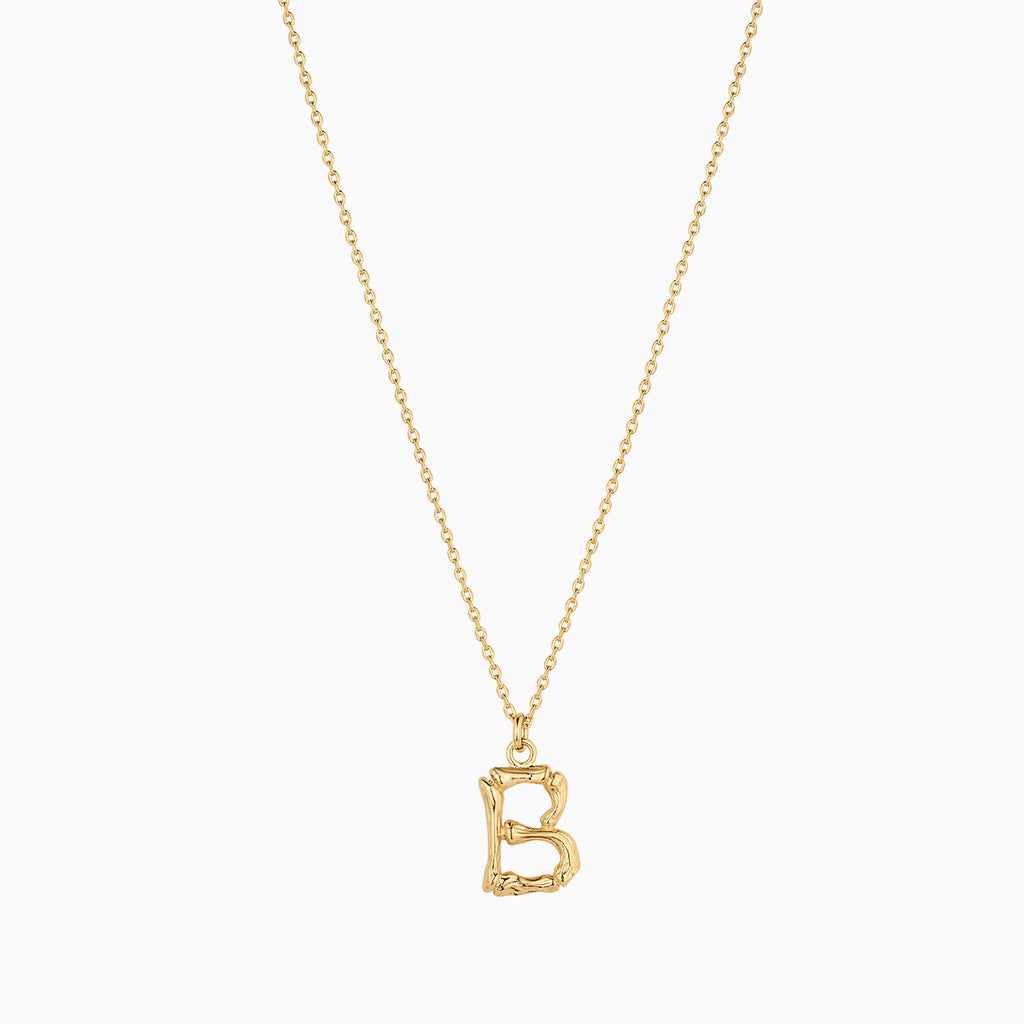 Signature Textured Initial Necklace 14k Gold Plated Everyday Look