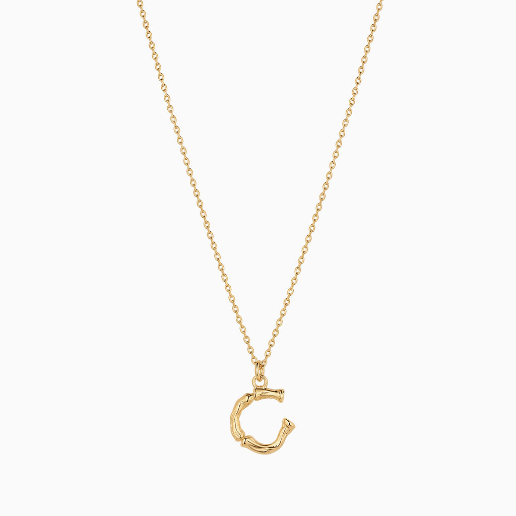 Signature Textured Initial Necklace 14k Gold Plated Everyday Look