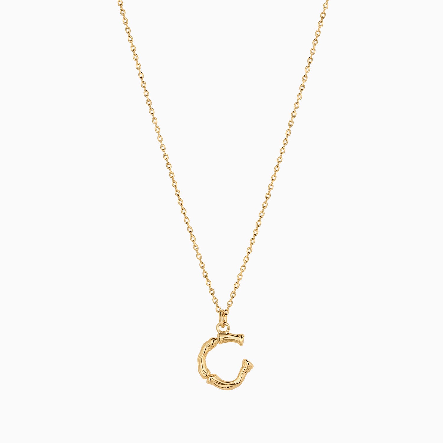 Signature Textured Initial Necklace 14k Gold Plated Everyday Look