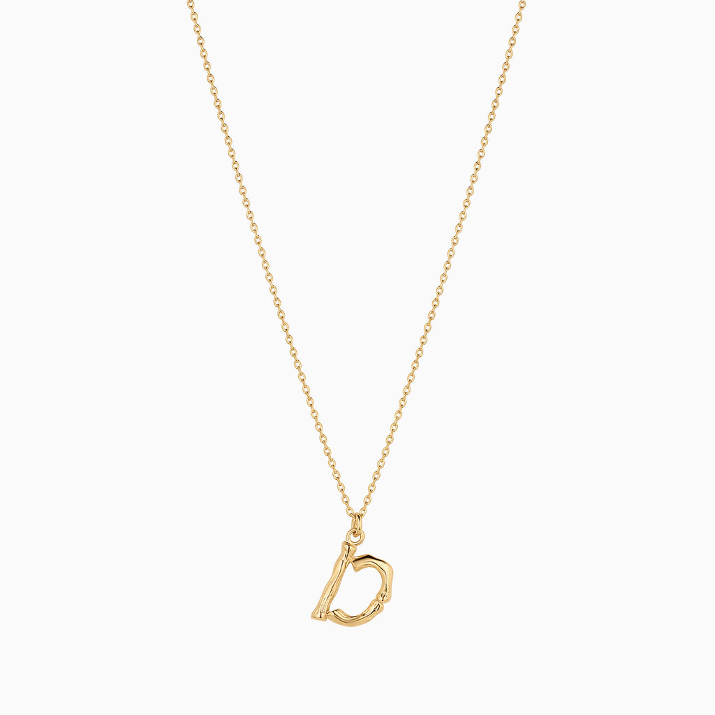 Signature Textured Initial Necklace 14k Gold Plated Everyday Look