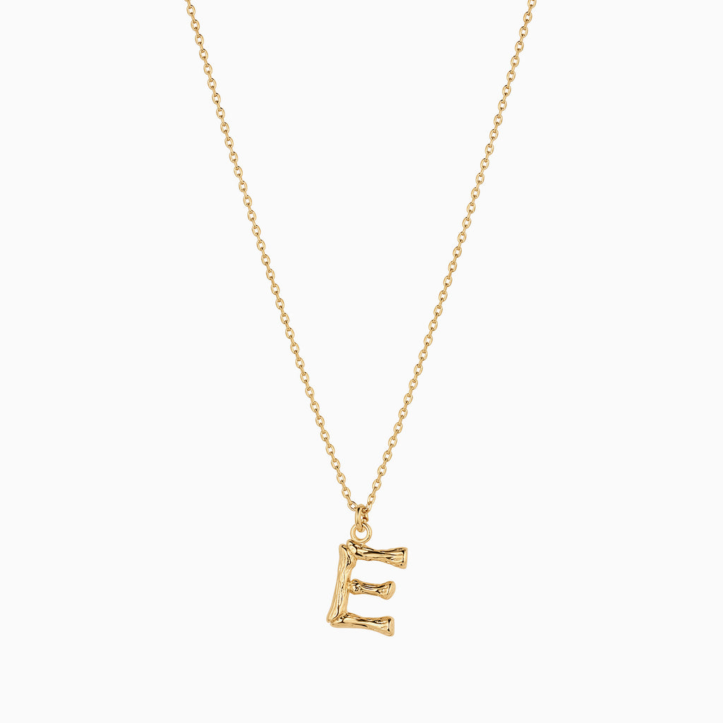 Signature Textured Initial Necklace 14k Gold Plated Everyday Look