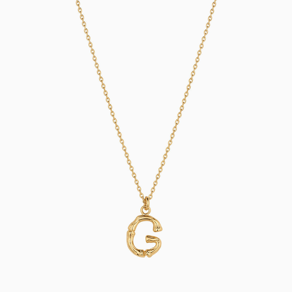 Signature Textured Initial Necklace 14k Gold Plated Everyday Look