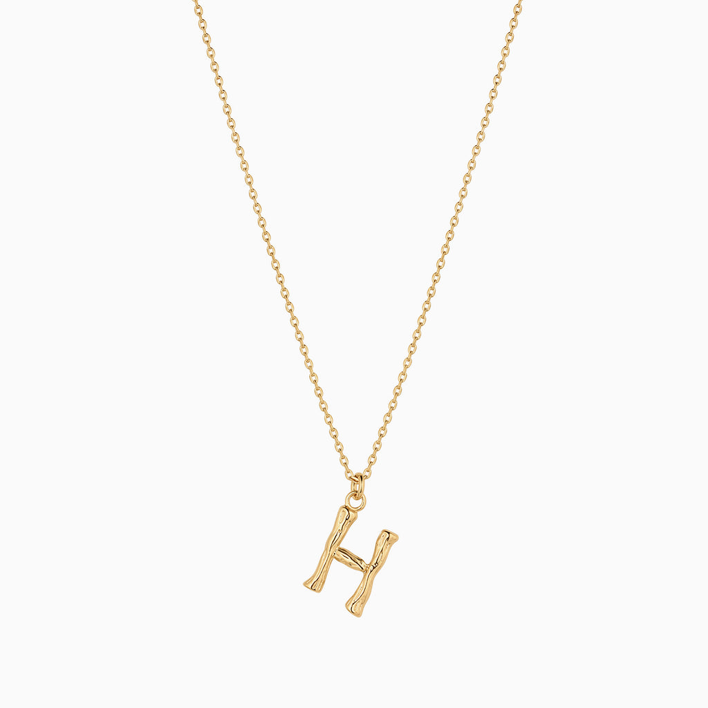 Signature Textured Initial Necklace 14k Gold Plated Everyday Look