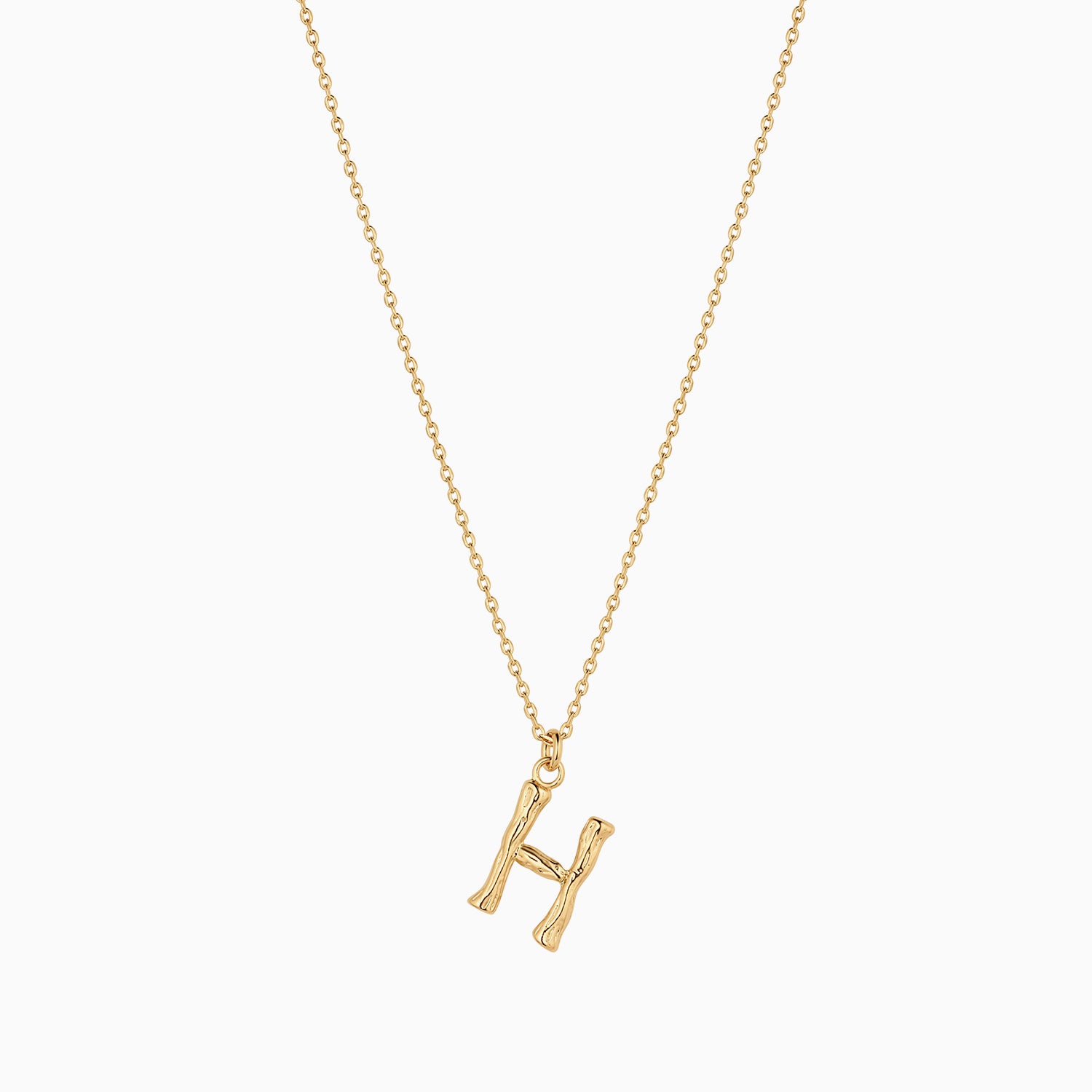 Signature Textured Initial Necklace 14k Gold Plated Everyday Look