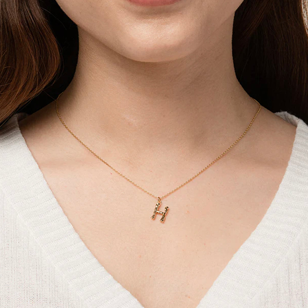Signature Textured Initial Necklace 14k Gold Plated Everyday Look