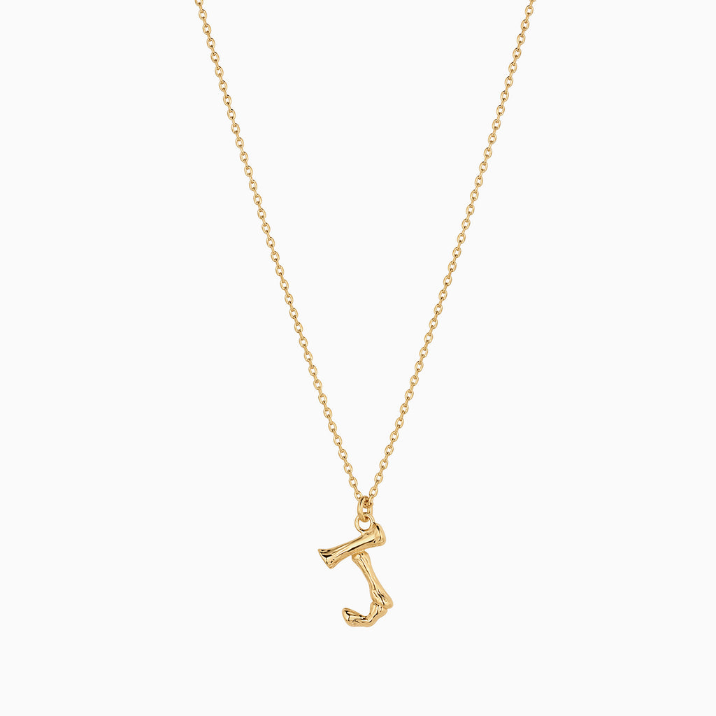 Signature Textured Initial Necklace 14k Gold Plated Everyday Look