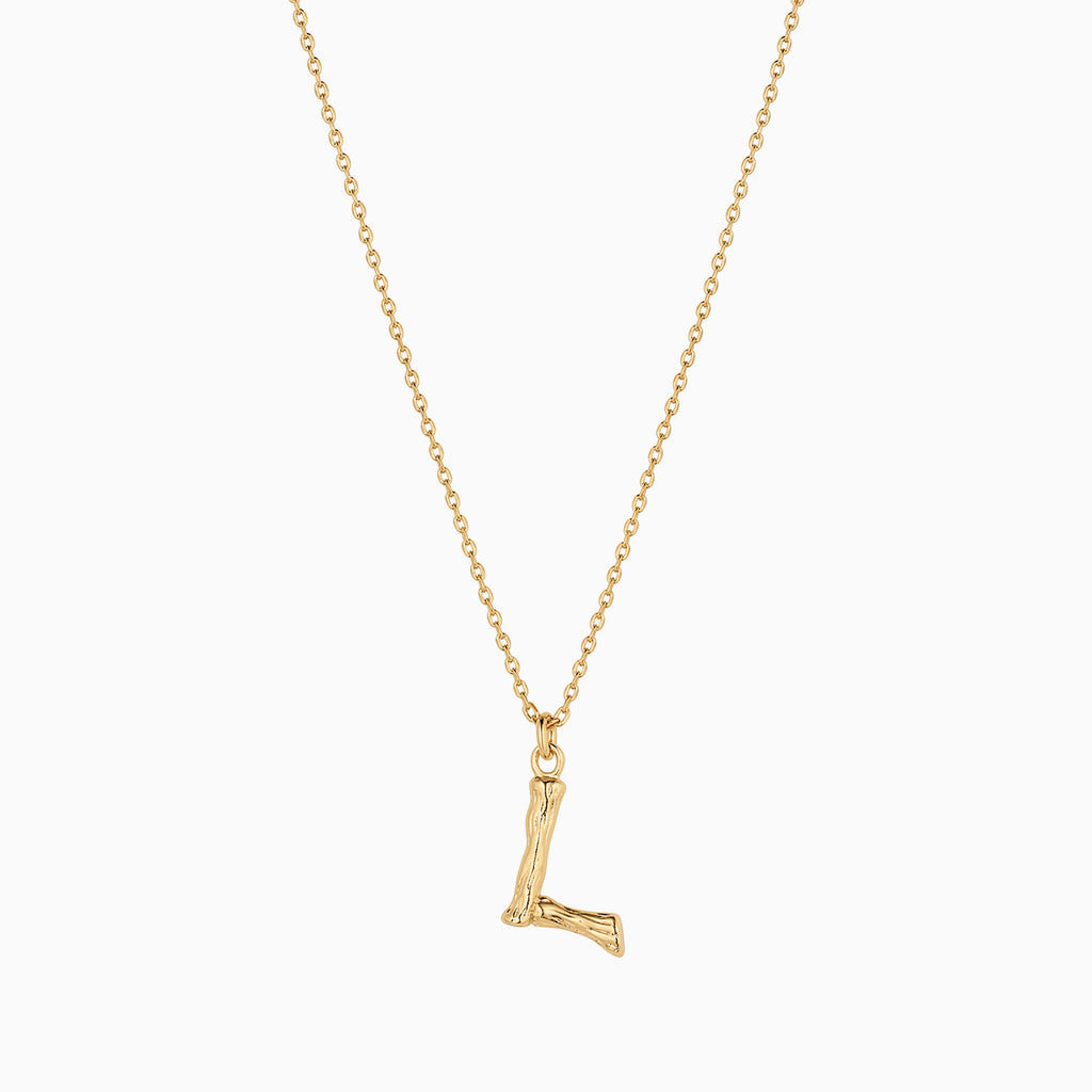 Signature Textured Initial Necklace 14k Gold Plated Everyday Look