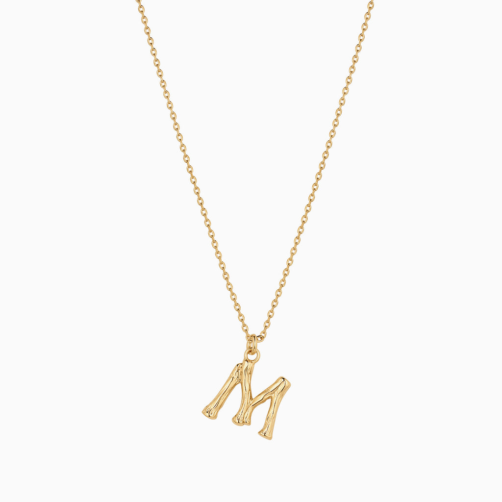 Signature Textured Initial Necklace 14k Gold Plated Everyday Look