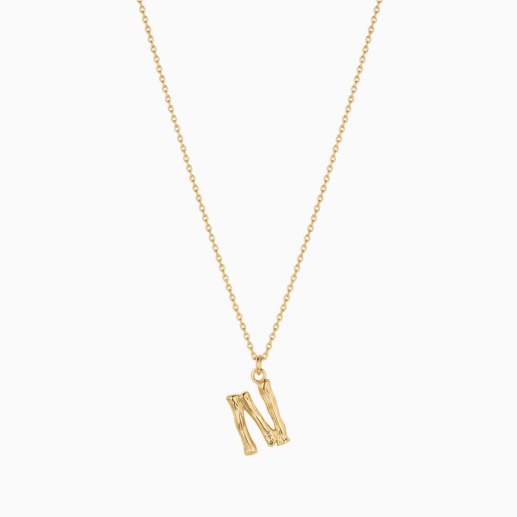 Signature Textured Initial Necklace 14k Gold Plated Everyday Look