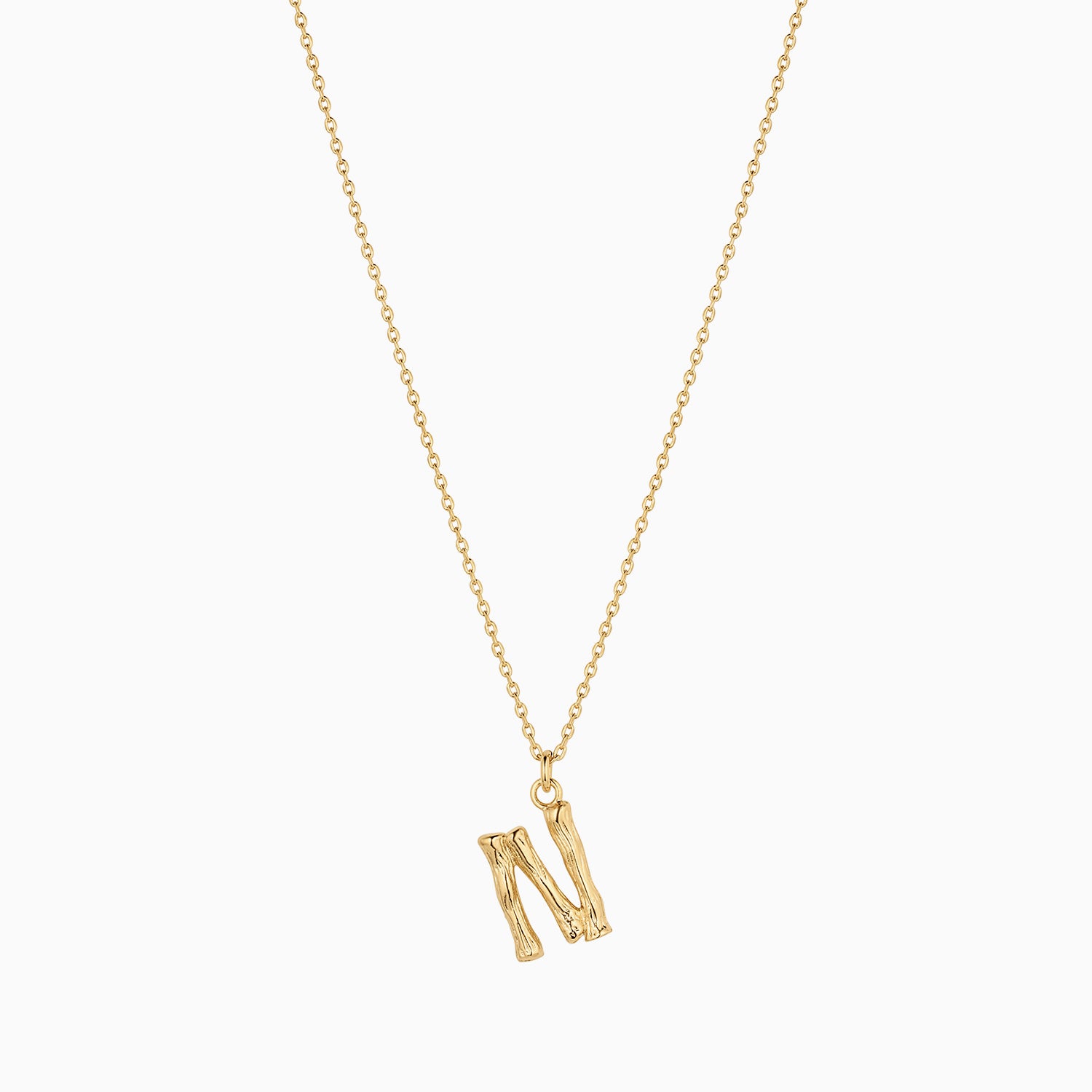 Signature Textured Initial Necklace 14k Gold Plated Everyday Look