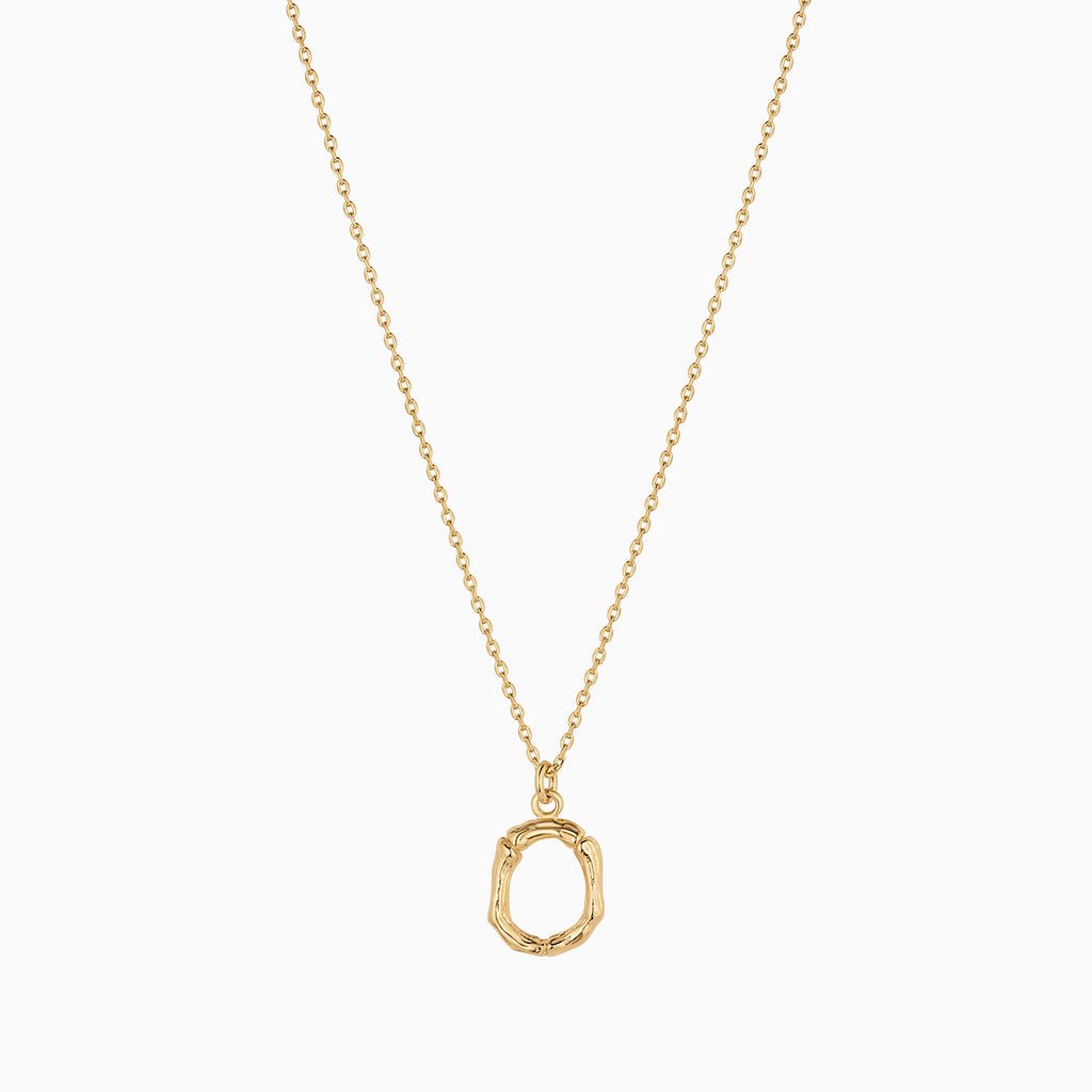 Signature Textured Initial Necklace 14k Gold Plated Everyday Look