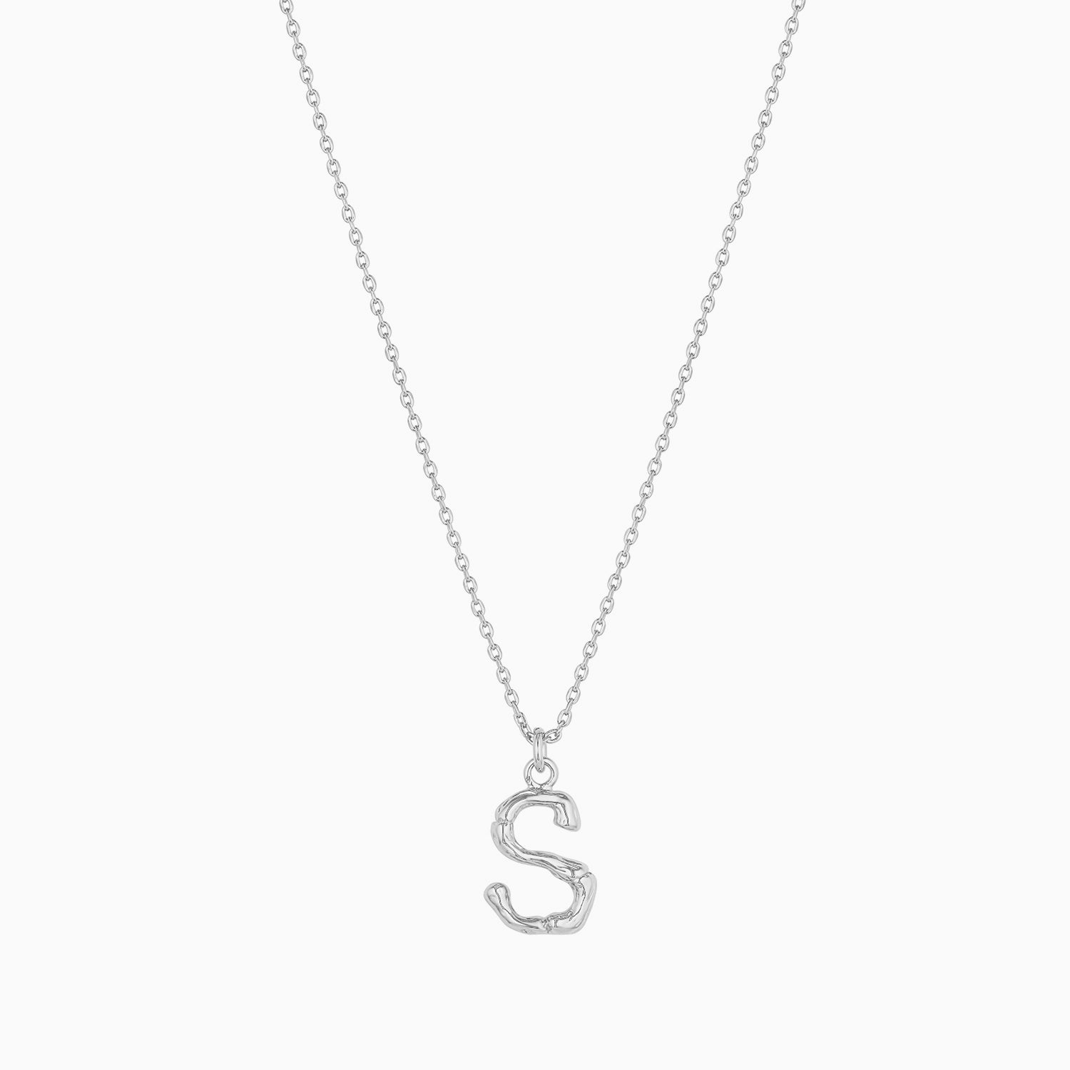 Signature Textured Initial Necklace 14k Gold Plated Everyday Look