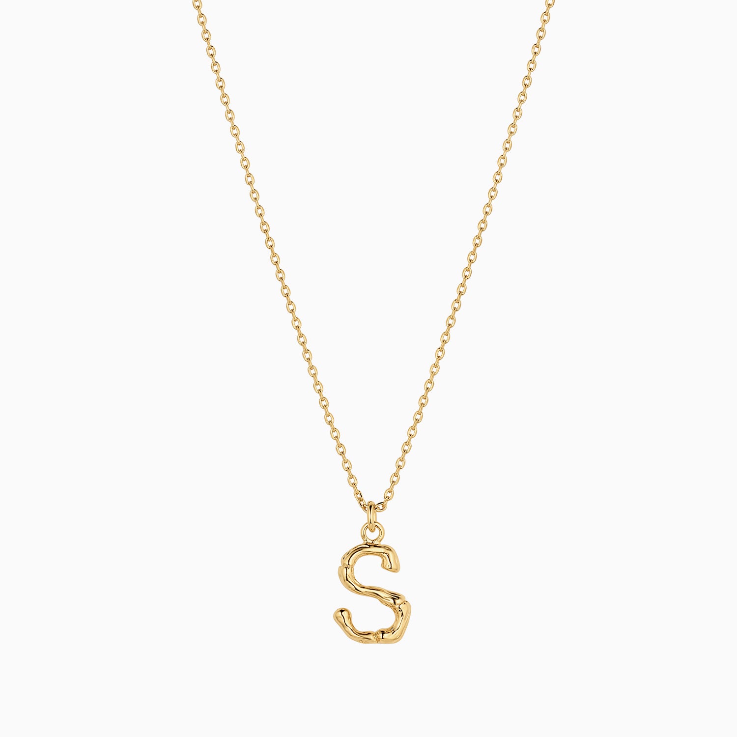 Signature Textured Initial Necklace 14k Gold Plated Everyday Look