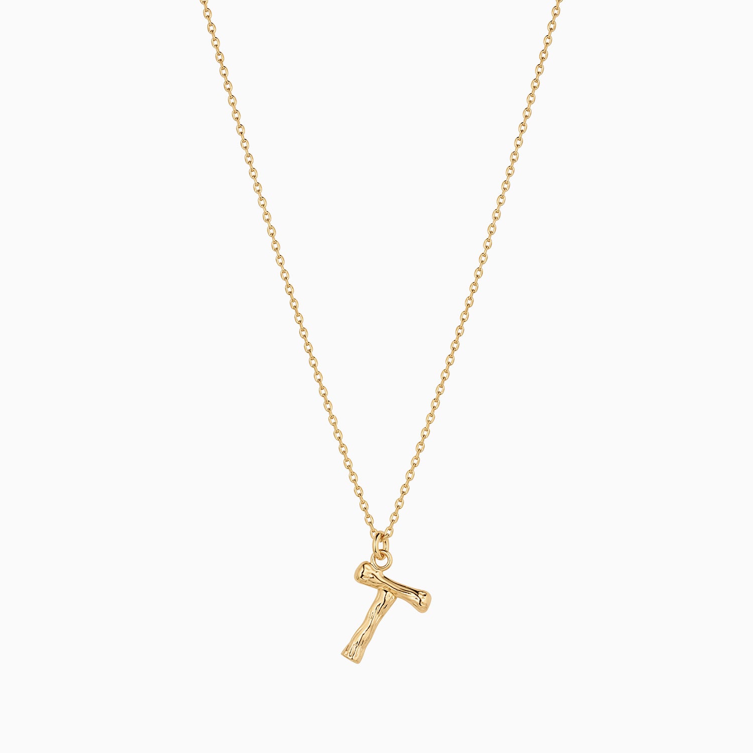 Signature Textured Initial Necklace 14k Gold Plated Everyday Look