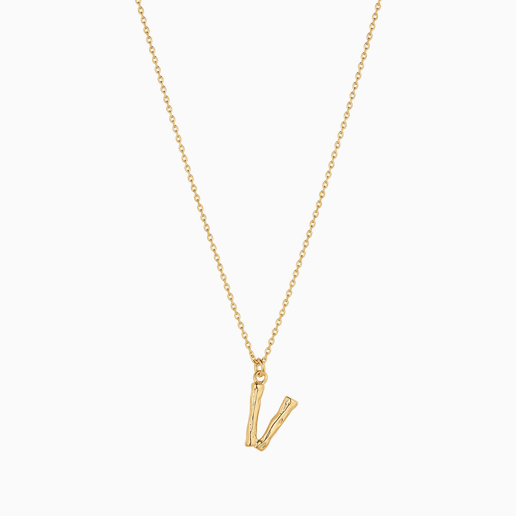 Signature Textured Initial Necklace 14k Gold Plated Everyday Look
