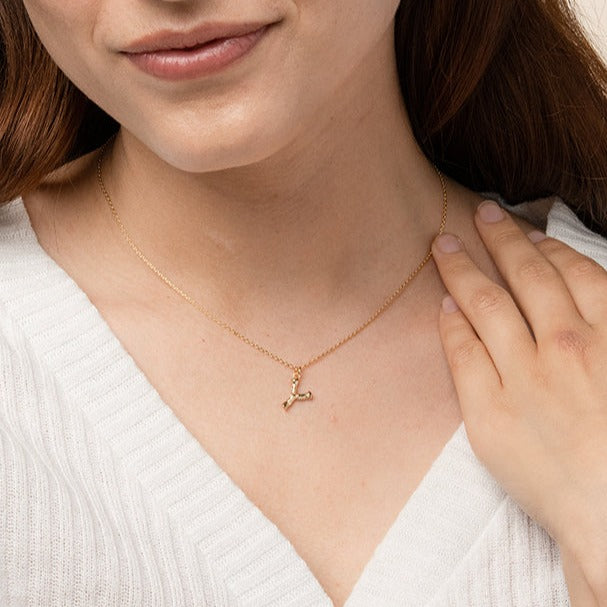 Signature Textured Initial Necklace 14k Gold Plated Everyday Look