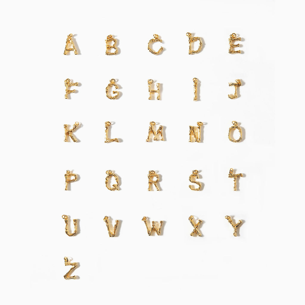Signature Textured Initial Necklace 14k Gold Plated Everyday Look