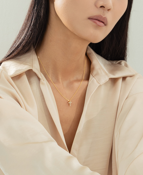 Aveline Crystal Cross Necklace