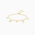 Luna Key and Lock Double Chain Bracelet 14k Gold Plated Daily Wear
