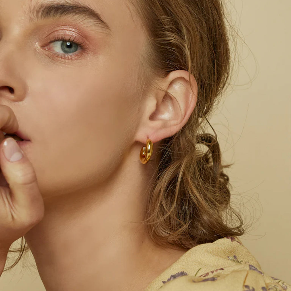 Milia Arc Hoop Earrings 14k Gold Plated Minimal Daily Wear
